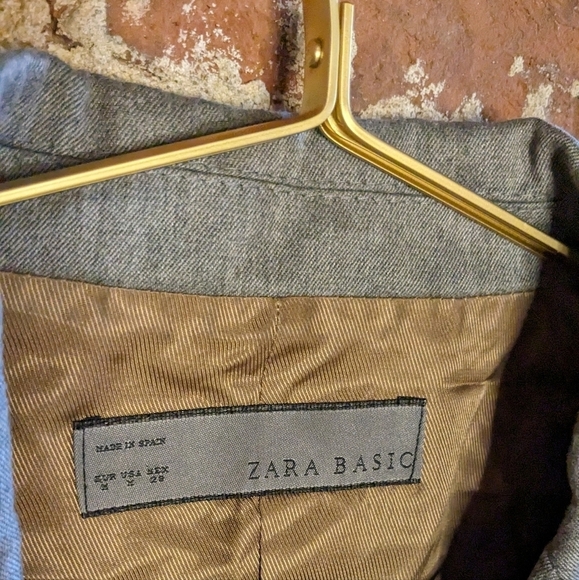 Zara Basics Medium Gray 1 Button Fitted Blazer Jacket - Picture 2 of 10